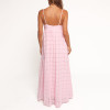 Clothing Factory | Pink strap maxi dress | High-waisted A-line dress | Beach vacation dress | Cotton