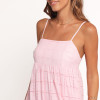 Clothing Factory | Pink strap maxi dress | High-waisted A-line dress | Beach vacation dress | Cotton