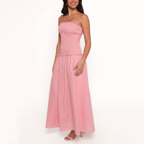 Apparel makers | High waist smocked dress | Tube top dress | French retro dress | Off shoulder dress