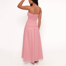 Apparel makers | High waist smocked dress | Tube top dress | French retro dress | Off shoulder dress