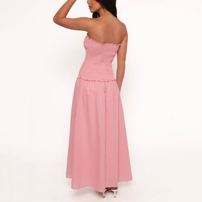 Apparel makers | High waist smocked dress | Tube top dress | French retro dress | Off shoulder dress