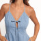 Denim strapless short dress | Summer sexy bodycon dress | Women's French v-neck dress | Custom dress