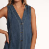 Summer sleeveless dress | Blue straight denim dress | American minimalist short dress | Dress makers