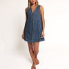 Summer sleeveless dress | Blue straight denim dress | American minimalist short dress | Dress makers