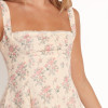 French square neck short dress | Strapless floral print dress | Cotton linen dress | Dress supplier