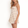 French square neck short dress | Strapless floral print dress | Cotton linen dress | Dress supplier