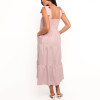 Pink strappy dress | French wrinkled high-waist dress | Summer cotton long dress | Clothing supplier