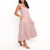Pink strappy dress | French wrinkled high-waist dress | Summer cotton long dress | Clothing supplier