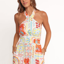 Halter neck summer maxi dress | Bohemian print dress | Sexy sleeveless vacation dress | Dress makers