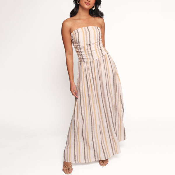 Strapless striped maxi dress | Bohemian sexy dress | Soft cotton dress | Custom women dress factory