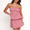 Red gingham strapless mini dress | Y2K short two-piece | Elastic waist slim dress | Dress supplier