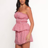 Red gingham strapless mini dress | Y2K short two-piece | Elastic waist slim dress | Dress supplier