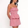Red gingham strapless mini dress | Y2K short two-piece | Elastic waist slim dress | Dress supplier