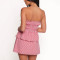 Red gingham strapless mini dress | Y2K short two-piece | Elastic waist slim dress | Dress supplier