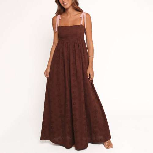 Chocolate brown summer maxi dress | Elegant strapless dress | Dark minimalist dress | Dress factory