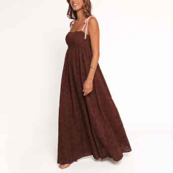 Chocolate brown summer maxi dress | Elegant strapless dress | Dark minimalist dress | Dress factory