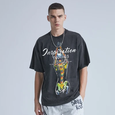 Custom Men's Acid Wash T shirts| 2022 New Design Direct Injection Printing T shirts| Men's Oversized Custom Graphic T shirts