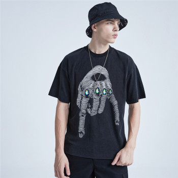 Men's Acid Wash T-shirt Manufacturing | 100 Cotton Men's T-shirt In Stock | 2022 New Screen Printing T-shirt