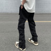 Custom Mens Streetwear Trousers Black Utility Cargo Pants