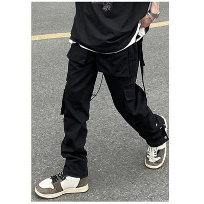 Custom Mens Streetwear Trousers Black Utility Cargo Pants