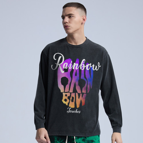 Hot Selling Acid Wash Sweatshirt Manufacturing | 100 Cotton Men's Oversized Sweatshirt in Stock | High Street Screen Printing Sweatshirt