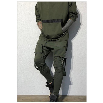 Sports Men Stretch Tights Sweat Pants|Absorbing And Breathable Fitness Casual Multi Pocket Stitching Cargo Pants Mens
