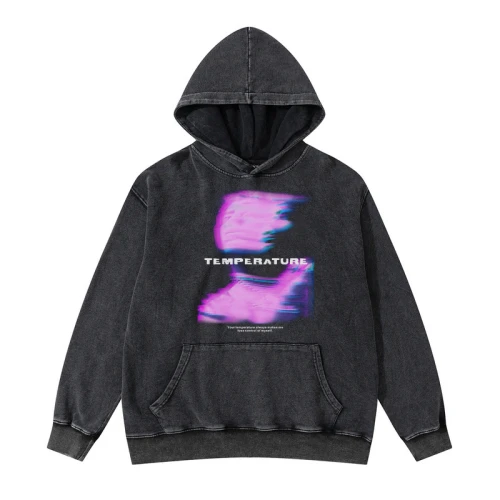 Custom Acid Wash Hoodie Manufacturing | Wholesale 100% Cotton Men's Hoodie| High Street Direct Injection Printing Hoodie On Sale