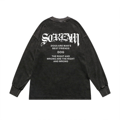 Custom 's Acid Wash Sweatshirt Manufacturing | 100 Cotton Men's Oversized Sweatshirt in Stock | 2022 New Design Direct Injection Printing