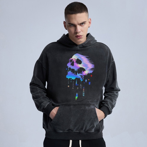 Custom Men's Acid Wash Hoodie| High Street Print Mens Hoodie Manufacturer| 100% Cotton Men's Acid Washed Hoodie In Stock