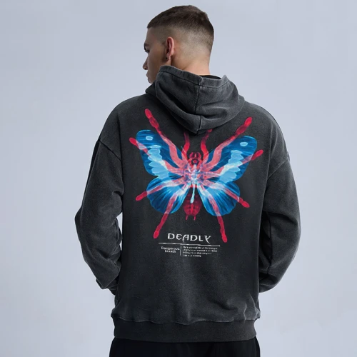 Sudadera con capucha de lavado ácido de gran tamaño personalizada| Sudadera con capucha en blanco con lavado ácido En stock| Logotipo de impresión personalizada y sudadera con capucha de etiqueta privada