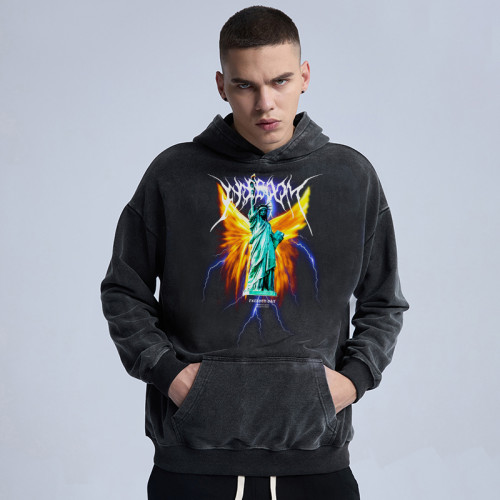 High Street Mens Hoodie Manufacturing| 2022 New Design Graphic Acid Wash Hoodie In Stock| Custom Terry Hoodie from Rainbow Touches