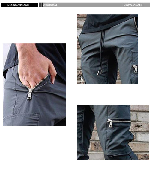 Cargo Pants New Sweatpants Men's Pants Zip Pocket Men Pants Casual Stretch Fabric Running Men's Trousers
