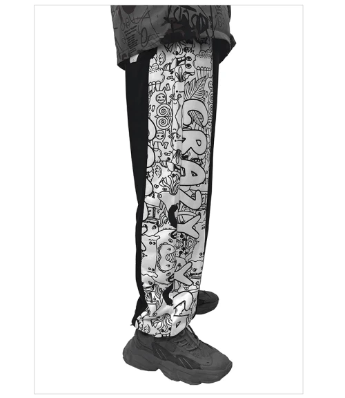 Pants New Brand Mens Outdoor Sport Pants Pocket Men's Graffiti Elastic Pants Running Men's Casual Trousers