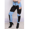Custom Fashion Mistigris Characteristic Pant Women's Black With Blue Patchwork Pant Zipper Streetwear Trousers