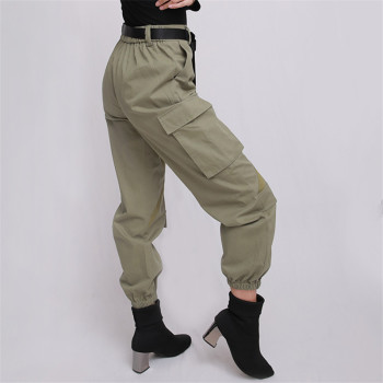 Custom Trendy Pure Color Trousers With Big Pockets Fly Front Button Pant  Casual Streetwear Stretchy Cargo Pant