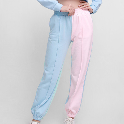 Custom Women Fashion Casual Mix Color Trousers  Middle Waist Stretchy  Sweatpant High Street Sport Pant
