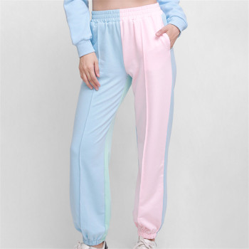 Custom Women Casual Pants| Mix Color Contrast Trousers| Middle Waist High Street Sweatpant