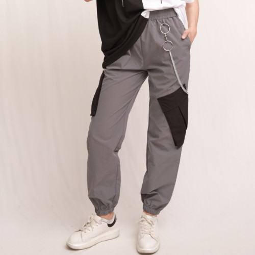 Custom Women Fashion Casual Sport Pant Black Pockets In The Side Trousers High Street Mistigris Sweatpant
