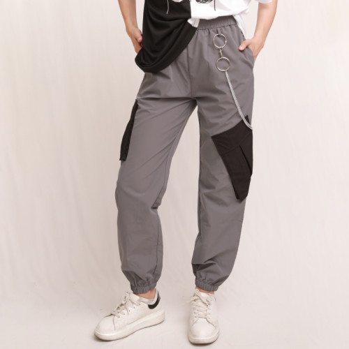 Custom Women Fashion Casual Sport Pant Black Pockets In The Side Trousers High Street Mistigris Sweatpant