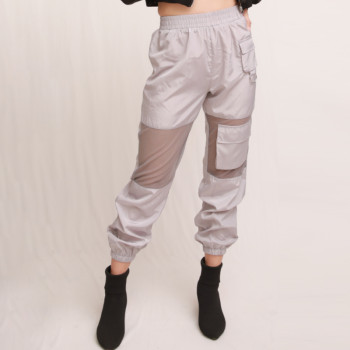 Custom Women Stretchy Characteristic Gauzy Trousers Gray Fashion High Street Pant  Dance Casual Sport Pant