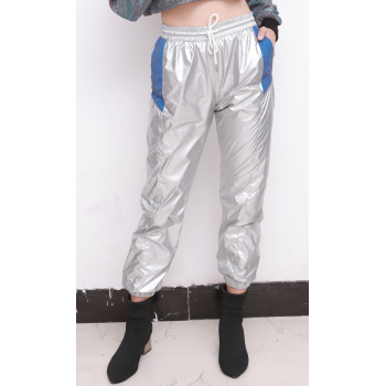 Custom High Street Women Pants|Silver Reflective Design Trousers| Custom Contrast Casual Mistigris Pant