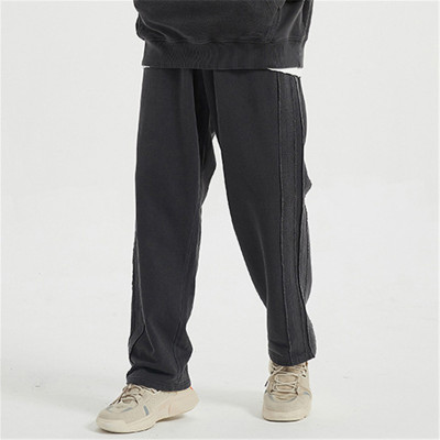High Street Fashion Brand Loose Edge Stitching Retro Wide-leg Trousers Men Loose Wash Casual Trousers