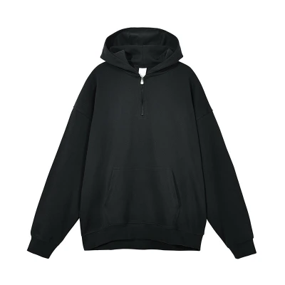 Custom Men Thin Twill Half Zipper Hoodie High Street Loose Hoodie Fashion Pullover Hoodie