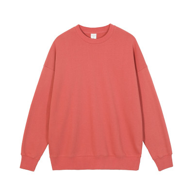 Custom Men 's Trendy Hoodie 100% Cotton Pure Color With  Loose Pullover Hoodie Round Neck Hoodie