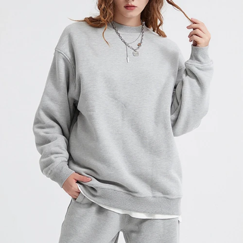 Custom Men's Solid Color Round Neck Hoodie Trendy Loose Pullover Hoodie Plush  Men's Hoodie