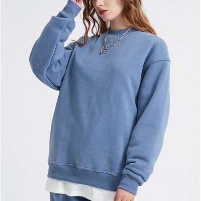 Custom Men's Solid Color Round Neck Hoodie Trendy Loose Pullover Hoodie Plush  Men's Hoodie