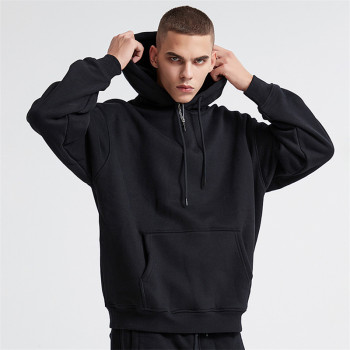 Custom Men's Loosen Woolen Thickened Hoodie Solid Color Hoodie Trendy Casual Pullover Hoodie