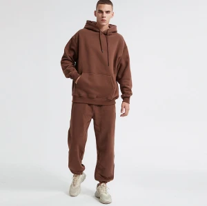 Custom Men's Loosen Woolen Thickened Hoodie Solid Color Hoodie Trendy Casual Pullover Hoodie