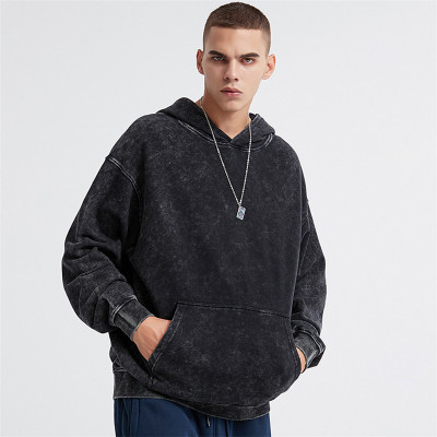 Custom Men's Acid Wash Hoodies|In Store Retro Hoodies|Wholesale Cotton Autumn Long Sleeve Hoodies