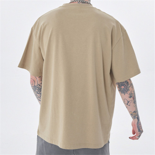 T-shirt à manches courtes pour hommes, coupe ample, personnalisé, couleur Pure, 100% coton, vente en gros